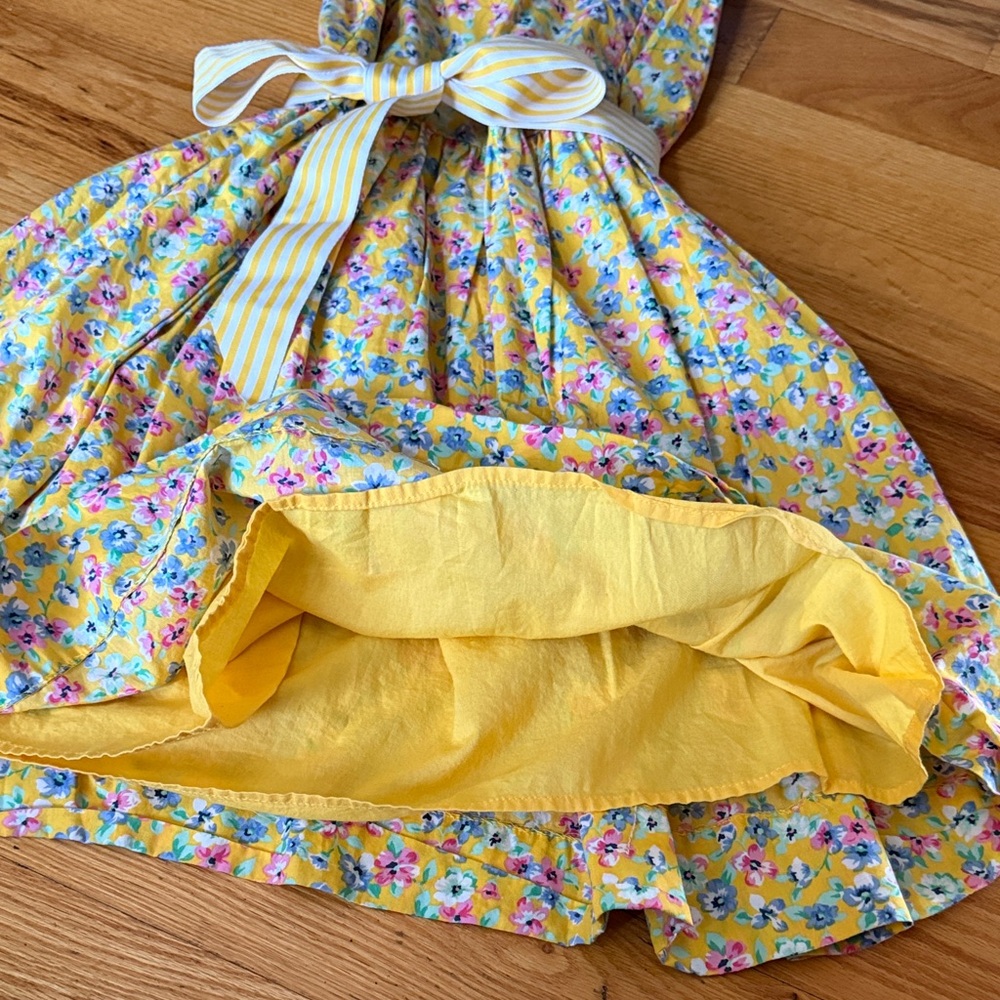 Polo Ralph Lauren Yellow Kids Dress with Belt Easter Spring Girl’s 12 - Picture 7 of 9